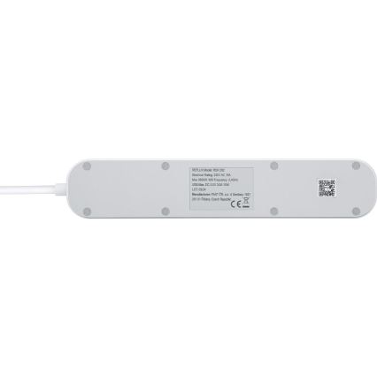 Smart forlængerdel kabel med kontakt 4Z Type E + 2x USB-A + 1x USB-C 1,5m Wi-Fi Tuya hvid