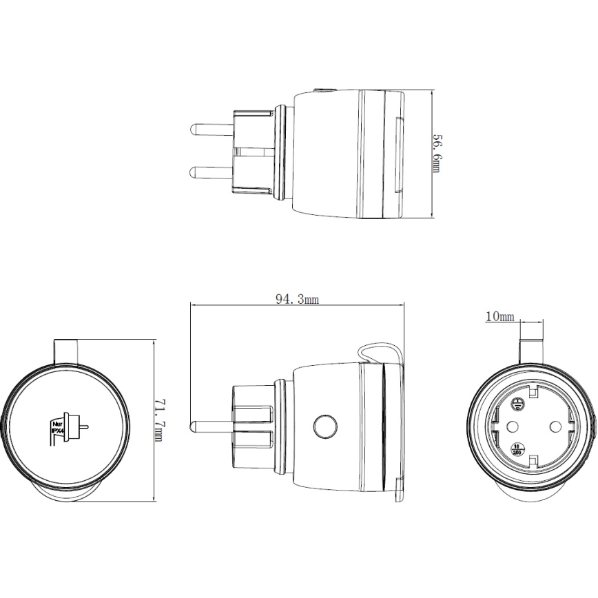 Smart udendørs socket 3680W/230V/Type F/16A Wi-Fi IP44