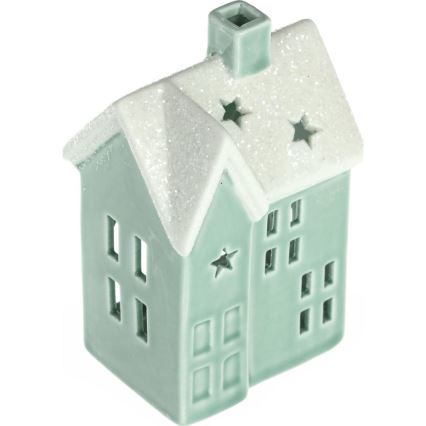 Stearinlyshus porcelæn 11,1 cm mintgrøn