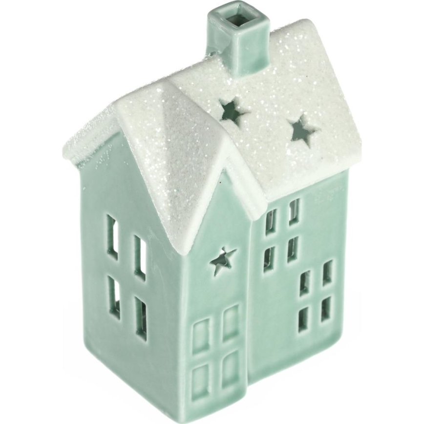 Stearinlyshus porcelæn 11,1 cm mintgrøn