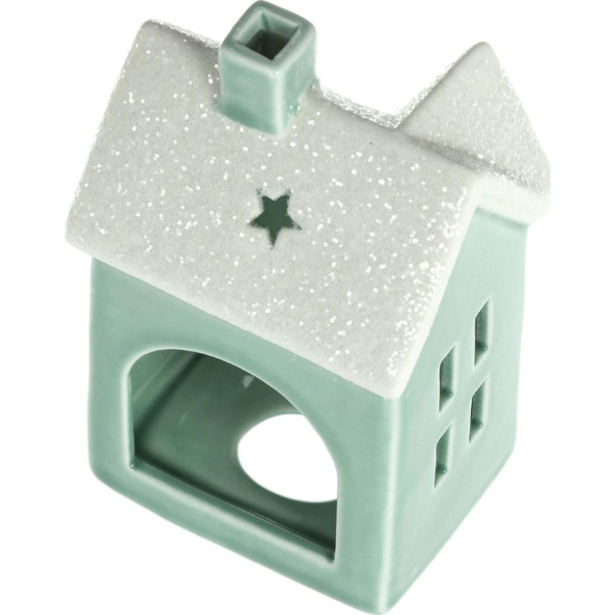 Stearinlyshus porcelæn 11,1 cm mintgrøn