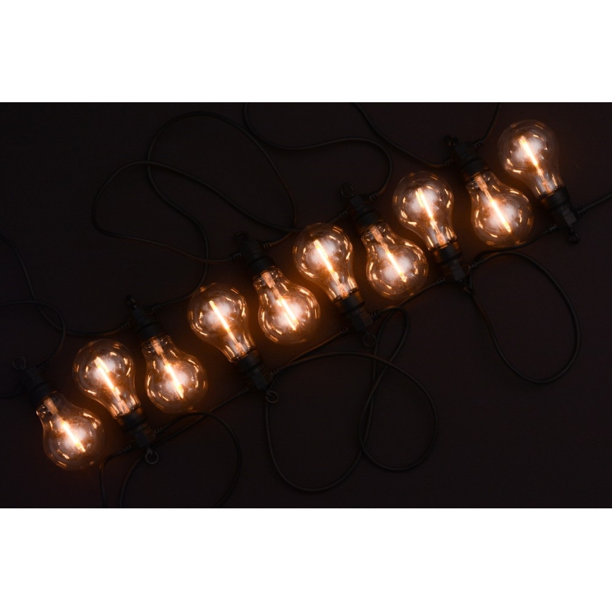 Udendørs LED lyskæde 10xA60 7,5 m IP44 varm hvid