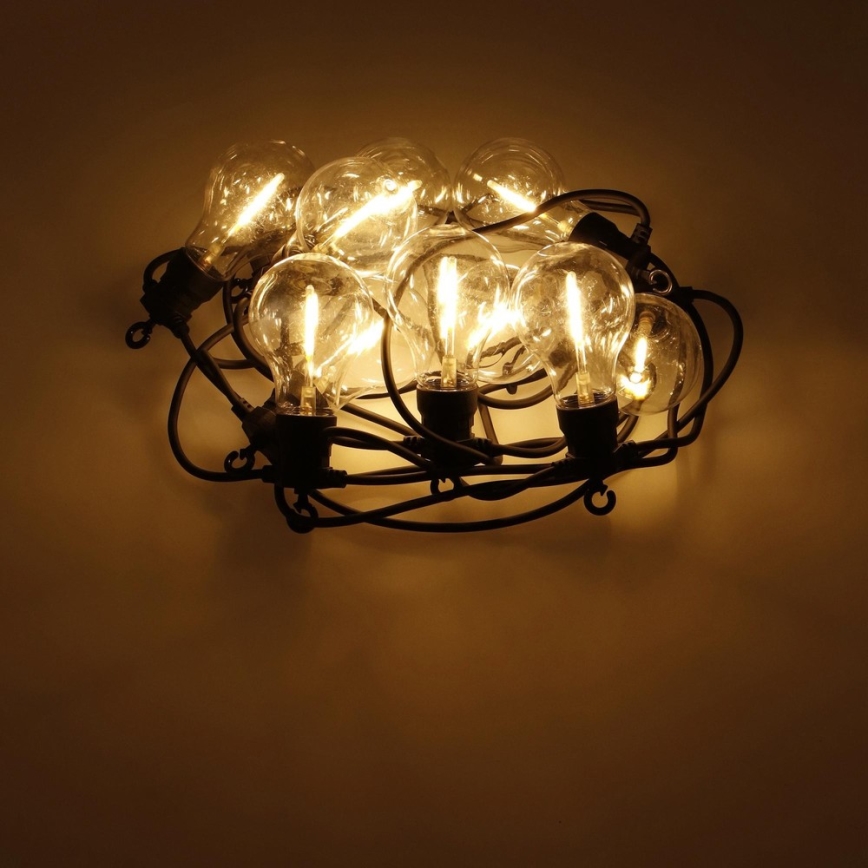 Udendørs LED lyskæde 10xA60 7,5 m IP44 varm hvid