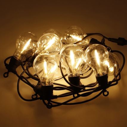 Udendørs LED lyskæde 10xA60 7,5 m IP44 varm hvid