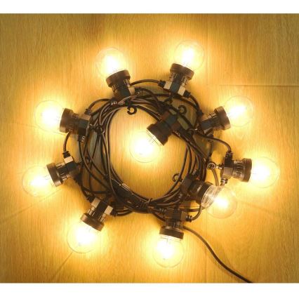 Udendørs LED lyskæde GUIRLANDE G45 10xE27/230V 8 m IP44 varm hvid