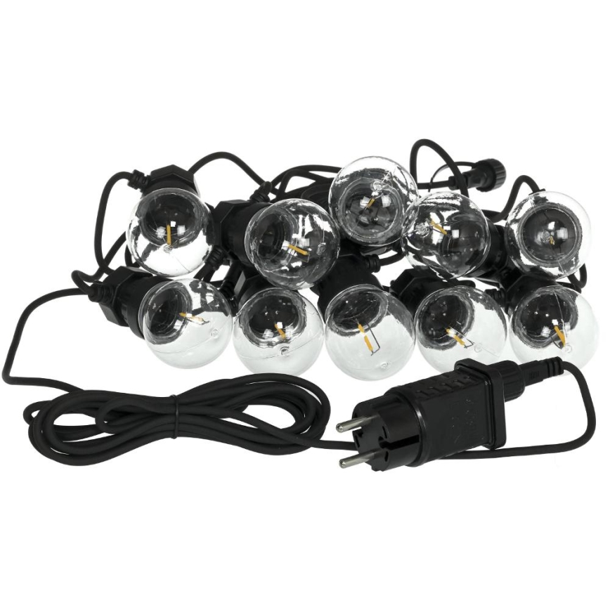 Udendørs LED lyskæde GUIRLANDE G45 10xE27/230V 8 m IP44 varm hvid