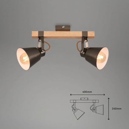 RETRO spotlampe 2xE27/40W/230V, brun