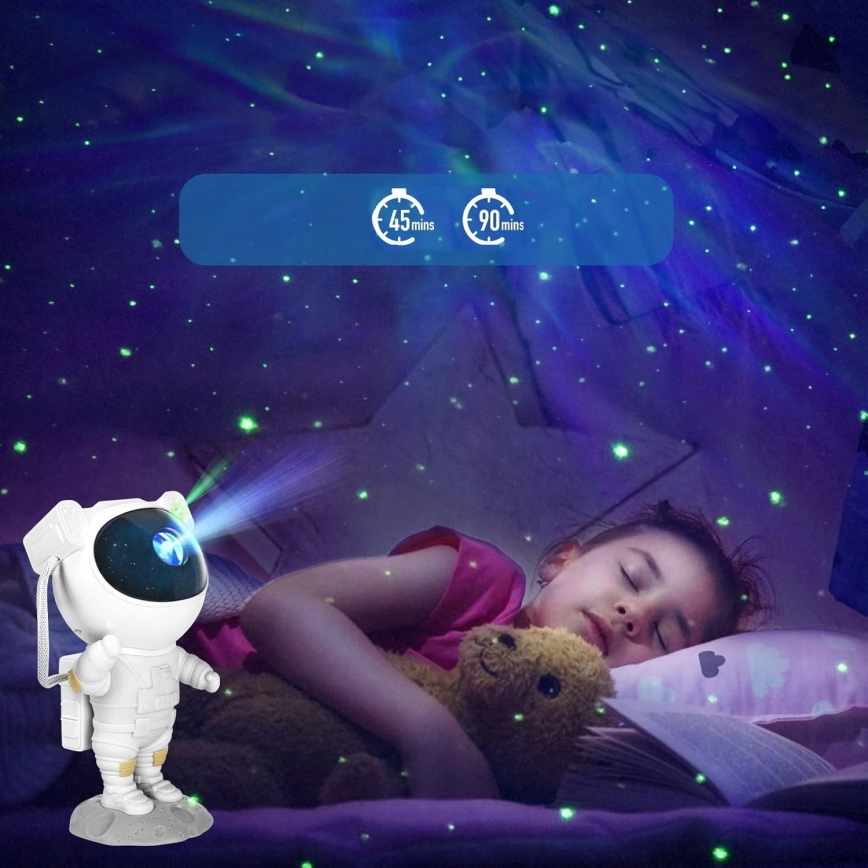 RGB LED-projektor LED/5W/5V astronaut + fjernbetjening