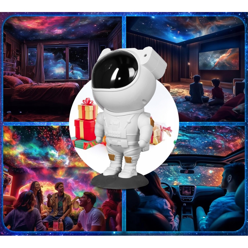 RGB LED-projektor LED/5W/5V astronaut + fjernbetjening
