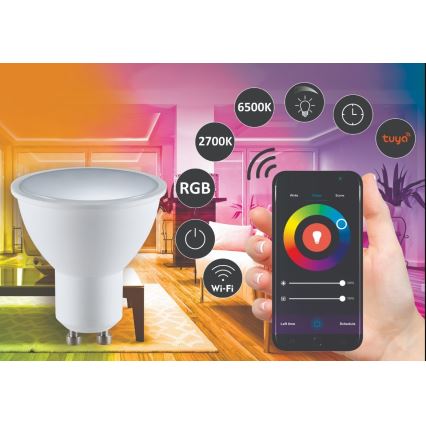 RGBW LED-pære dæmpbar G45 GU10/5,5W/230V 2700-6500K Wi-Fi Tuya