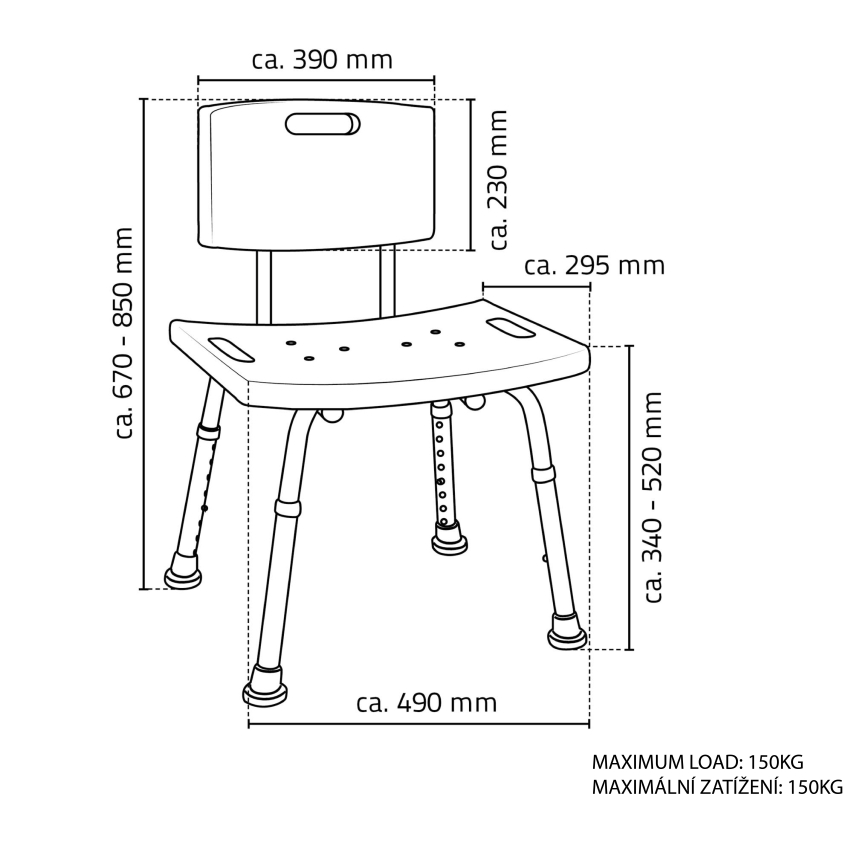Ridder - Stol med ryglæn 49x85 hvid