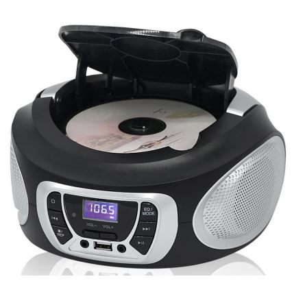 Roadstar CDR-365U/SL - Radio med FM/PLL og USB, 32W/230V/4xLR14, sort/sølv
