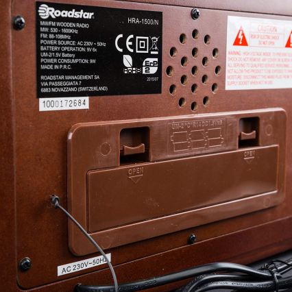 Roadstar HRA-1500/N - FM/MW-radio 24W/230V/6xLR14
