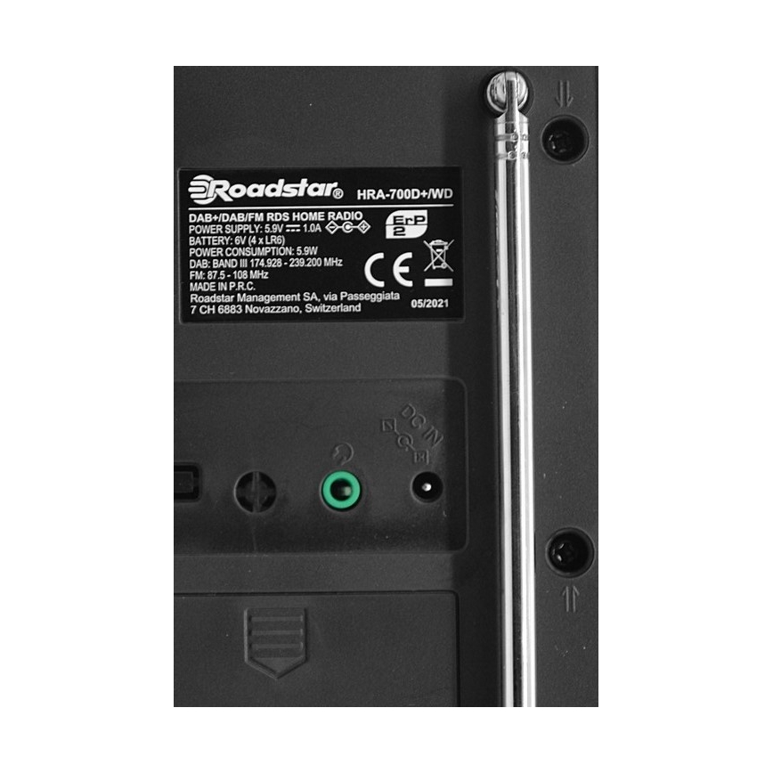 Roadstar HRA-700D+/WD - Radio med DAB+, FM og vækkeur 16W/230V/4xAA