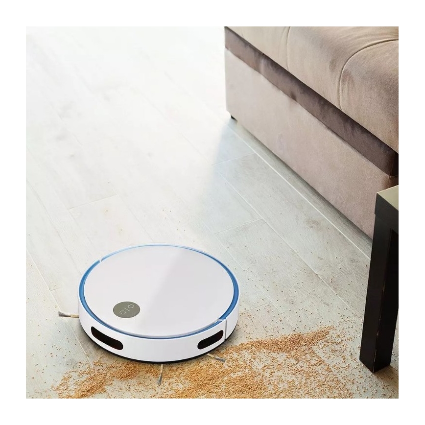 Robotstøvsuger hvid/blå + fjernbetjening