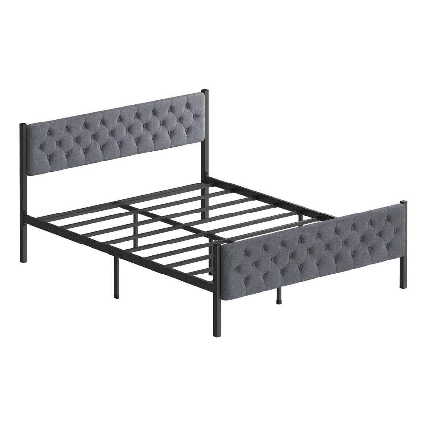 Robust metalseng KAROM 140x200 cm, grå — bæreevne 200 kg