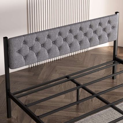 Robust metalseng KAROM 140x200 cm, grå — bæreevne 200 kg