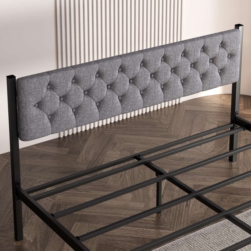 Robust metalseng KAROM 140x200 cm, grå — bæreevne 200 kg