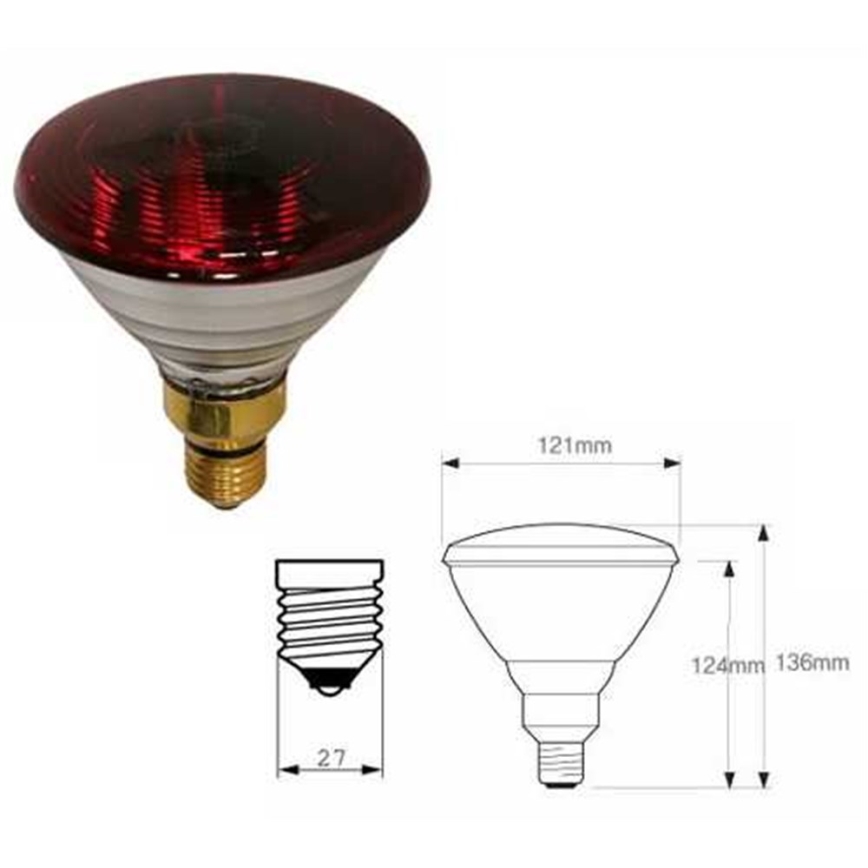 Robust tykvægget infrarød varmelampe PHILIPS PAR38 E27/150W/230V