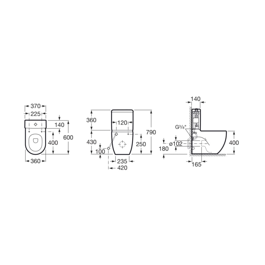 Roca A341242000 - skyllecisterne MERIDIAN med bundtilslutning, keramik/hvid