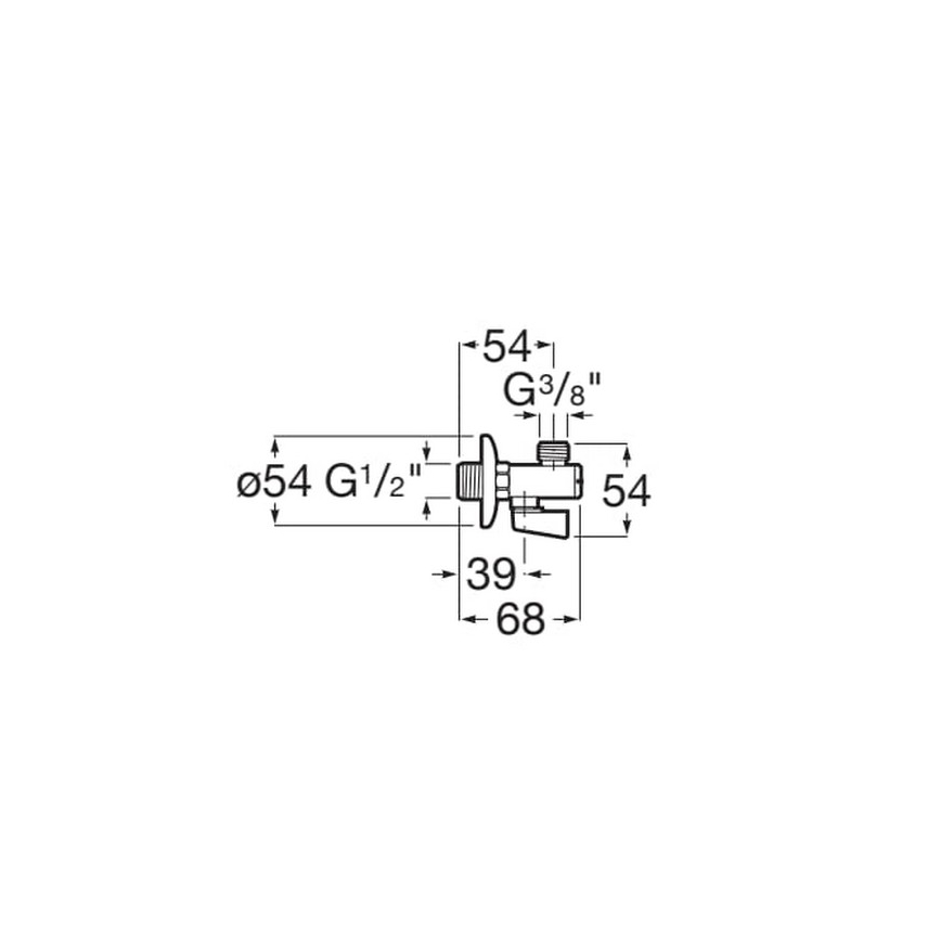 Roca A525168200 - Vinkelventil AQUA, blank krom