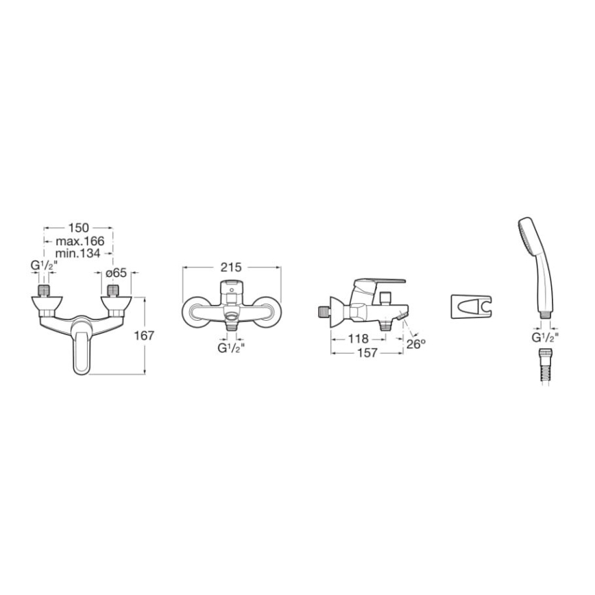 Roca A5A0125C02 - Badekarsæt med VICTORIA armatur i blank krom