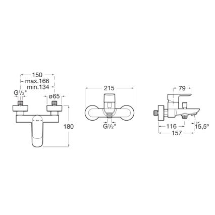 Roca A5A026EC00 - Badekarbatteri CALA blank krom