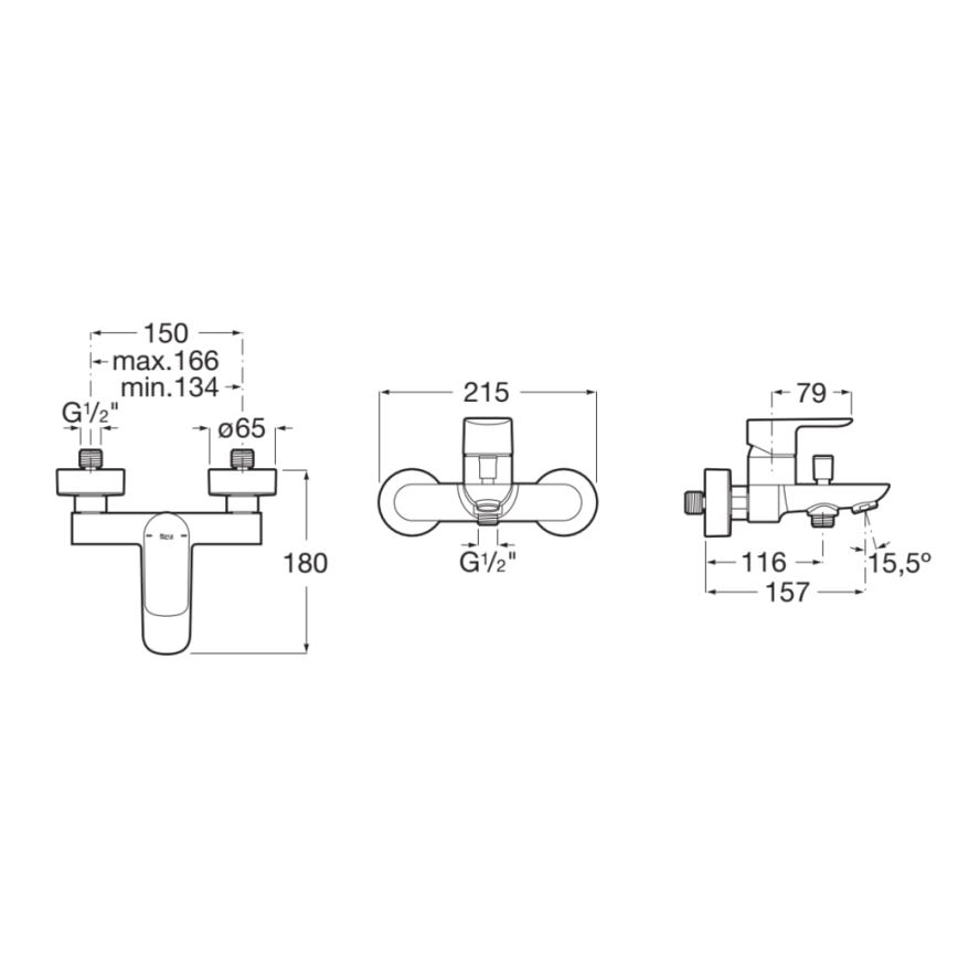 Roca A5A026EC00 - Badekarbatteri CALA blank krom