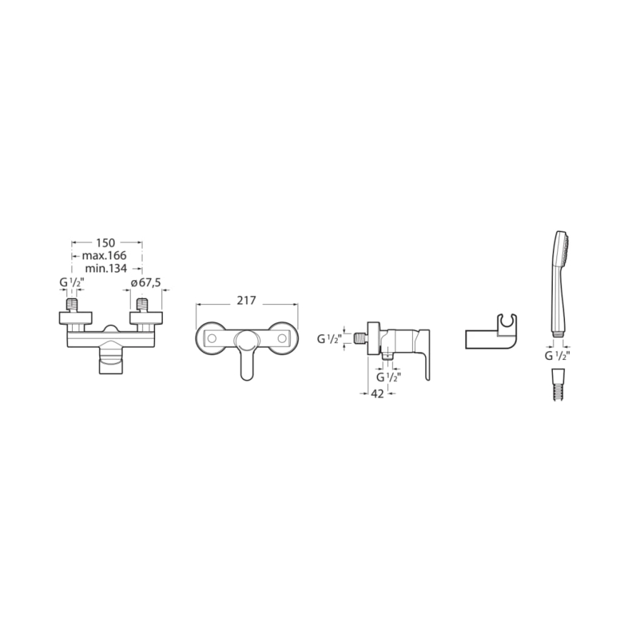 Roca A5A2009C02 - Brusesæt med armatur L20 poleret krom