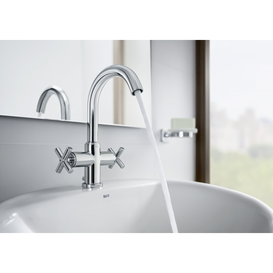 Roca A5A3043C00 - Hane + afløb m. overløb LOFT 27 cm skinnende krom