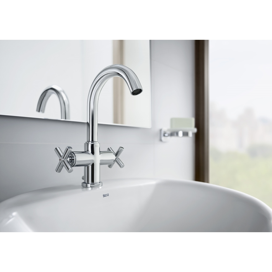 Roca A5A3043C00 - Hane + afløb m. overløb LOFT 27 cm skinnende krom