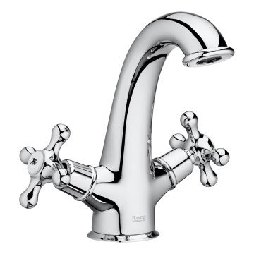Roca A5A3A4BC00 - Håndvaskarmatur + bundventil med overløb CARMEN RETRO 17,8 cm poleret krom