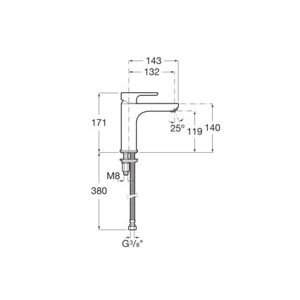 Roca A5A3B09C00 - Håndvaskarmatur L20 17,1 cm poleret krom