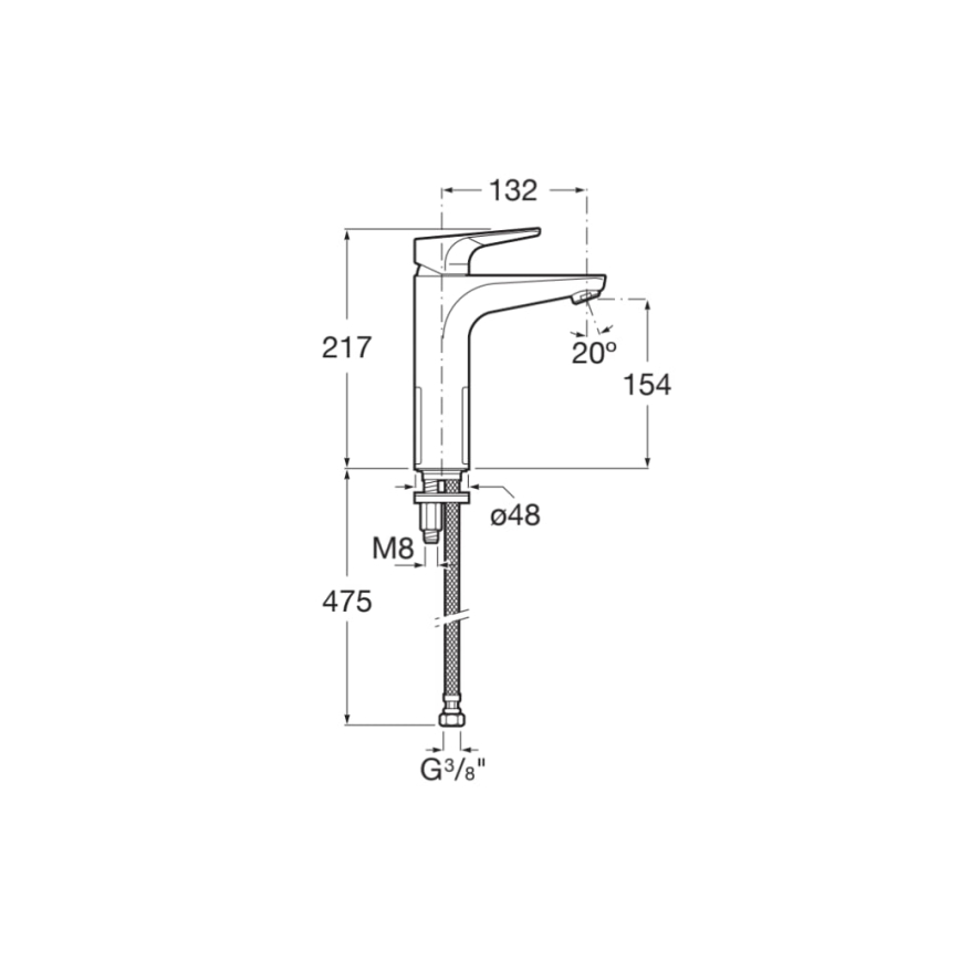 Roca A5A3D90C00 - ATLAS håndvaskarmatur 21,7 cm, blank krom