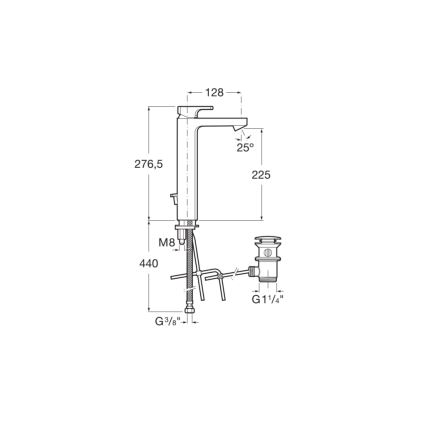 Roca A5A3G01C00 - Håndvaskarmatur + bundventil L90 27,6 cm blank krom