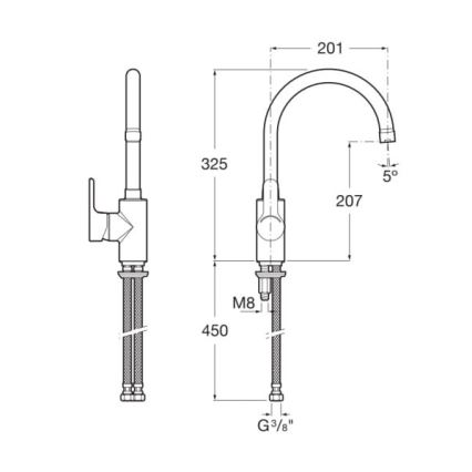 Roca A5A8409C00 - Hane L20 32,5 cm skinnende krom