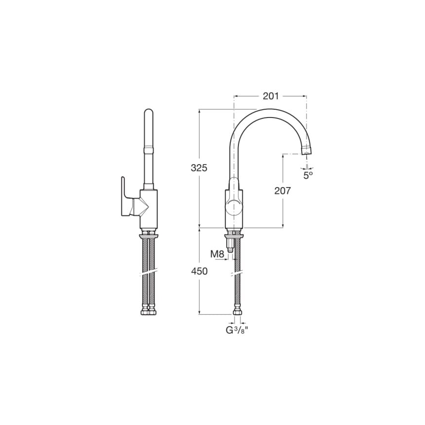 Roca A5A8409C00 - Hane L20 32,5 cm skinnende krom