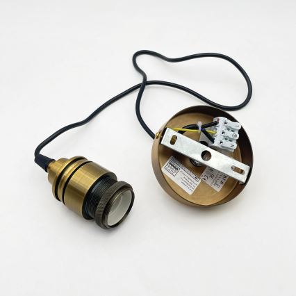 ROCCO pendel på ledning 1xE27/15W/230V guld/røget beige