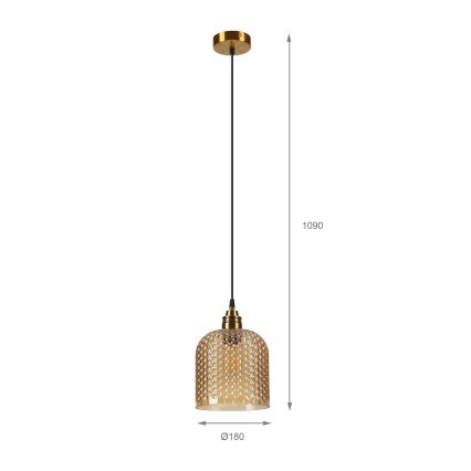 ROCCO pendel på ledning 1xE27/15W/230V guld/røget beige