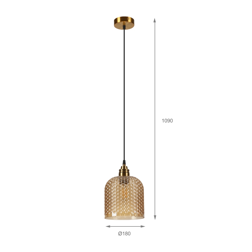 ROCCO pendel på ledning 1xE27/15W/230V guld/røget beige