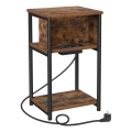 ROD sidebord med indbyggede stikkontakter og USB-porte, brun/sort