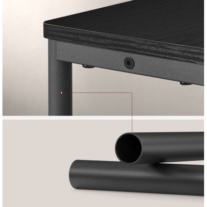 ROD sidebord med indbygget stikkontakt og USB-porte, sort