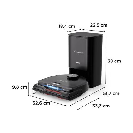 Rowenta - Smart robotstøvsuger med moppe X-PLORER S240 + AI Animal & Allergy Wi-Fi 5200 mAh