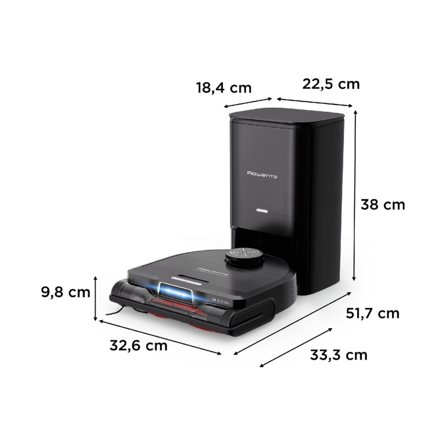 Rowenta - Smart robotstøvsuger med moppe X-PLORER S240 + AI Animal & Allergy Wi-Fi 5200 mAh