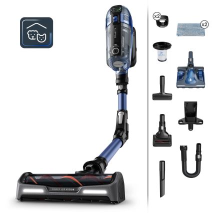 Rowenta - Støvsuger med moppe X-FORCE FLEX ANIMAL AQUA AUTO 3-i-1 480W/32,4V 2500 mAh blå
