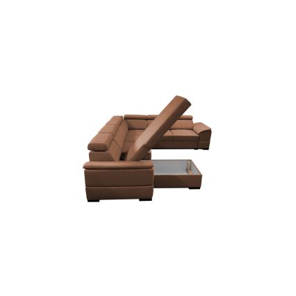 Sovesofa med universal U-form og opbevaringsplads GRANADA brun