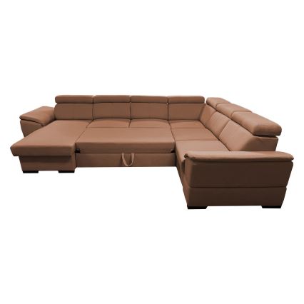 Sovesofa med universal U-form og opbevaringsplads GRANADA brun