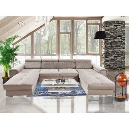 Sovesofa med universal U-hjørne og opbevaringsplads SALVADA beige