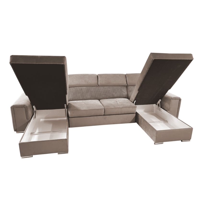 Sovesofa med universal U-hjørne og opbevaringsplads SALVADA beige