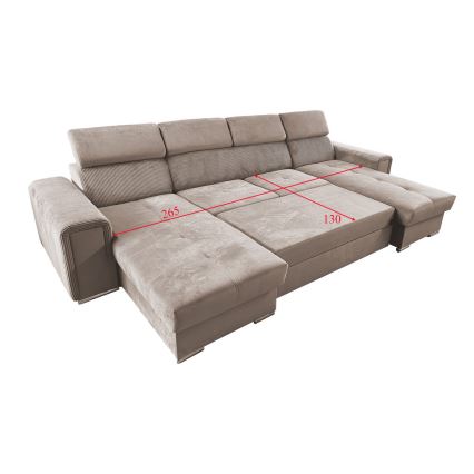 Sovesofa med universal U-hjørne og opbevaringsplads SALVADA beige